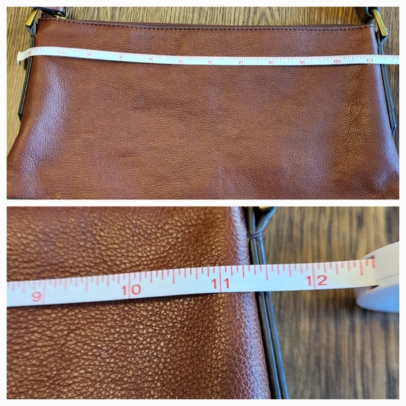 Fossil Leather Bucket Shoulder Bag Purse Medium Brown Zip Closure - Picture 13 of 15
